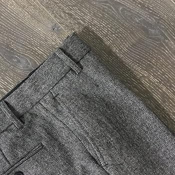 Vintage Men's Herringbone Tweed Dress Suit Pants Thick Wool